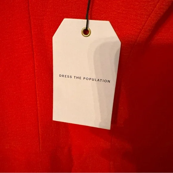 Long Red Gown dress by Dress the Population Sandra in Poppy Size Med New - Picture 10 of 13